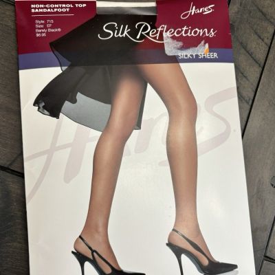 Hanes Silk Reflections Silky Sheer Toe Non-Control Top Style 715 EF Barely Black